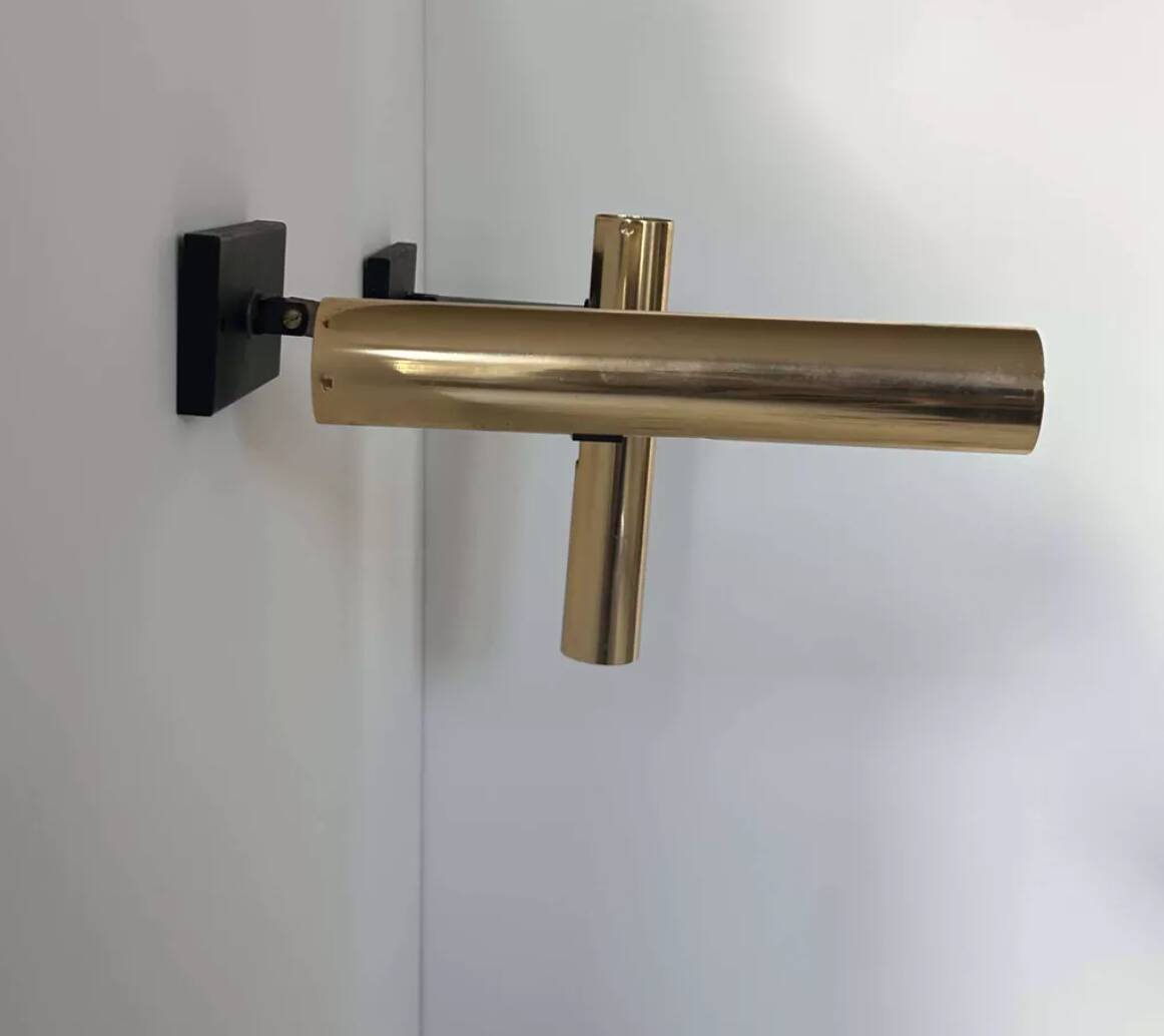 Pair of vintage modernist wall lights, brass, France 1970