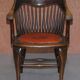 Chaise de capitaine anglaise antique édouardienne en chêne Ralph Johnson