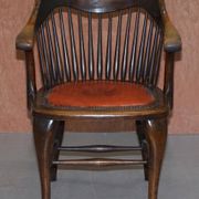 Antique English Edwardian captain's chair in oak by Ralph Johnson.