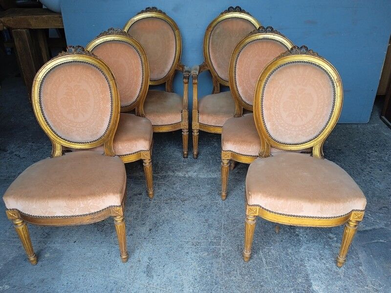 2 fauteuils 4 chaises salon Louis XVI époque XIXeme