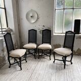 Set of 4 black lacquer chairs