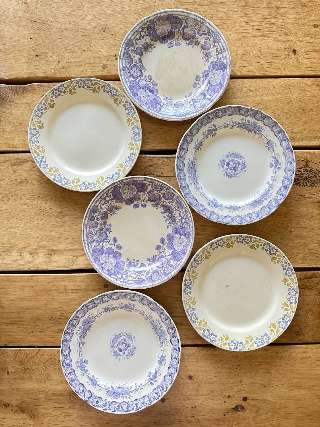 6 mismatched plates