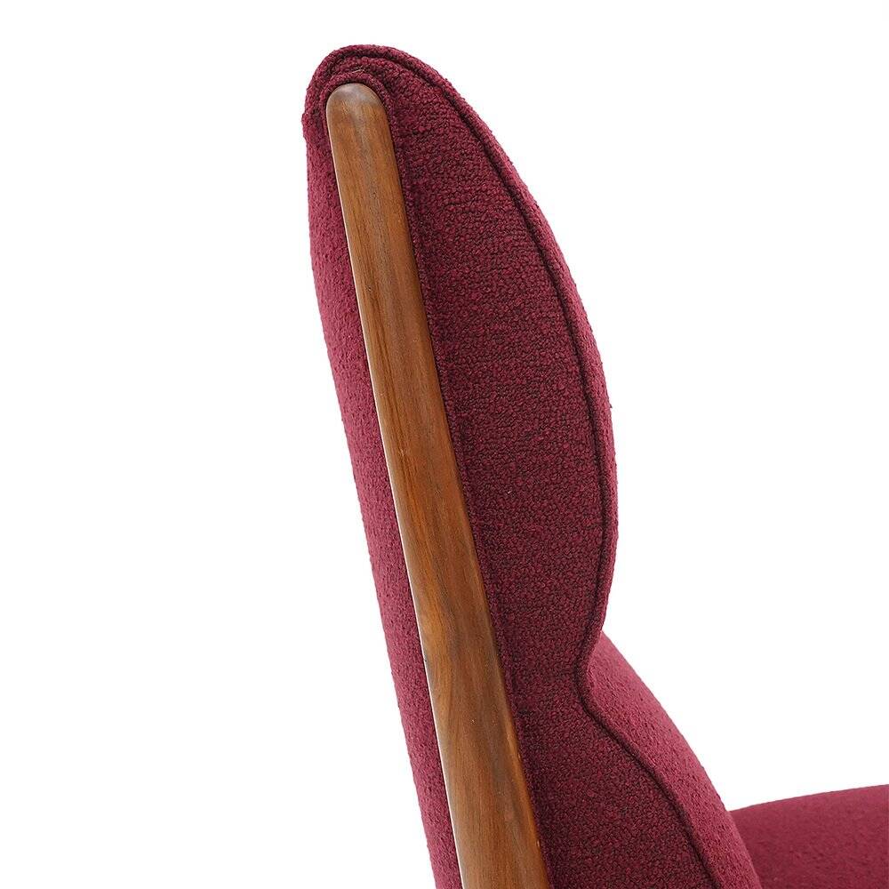 Set of wooden and boucle chairs, 1940s