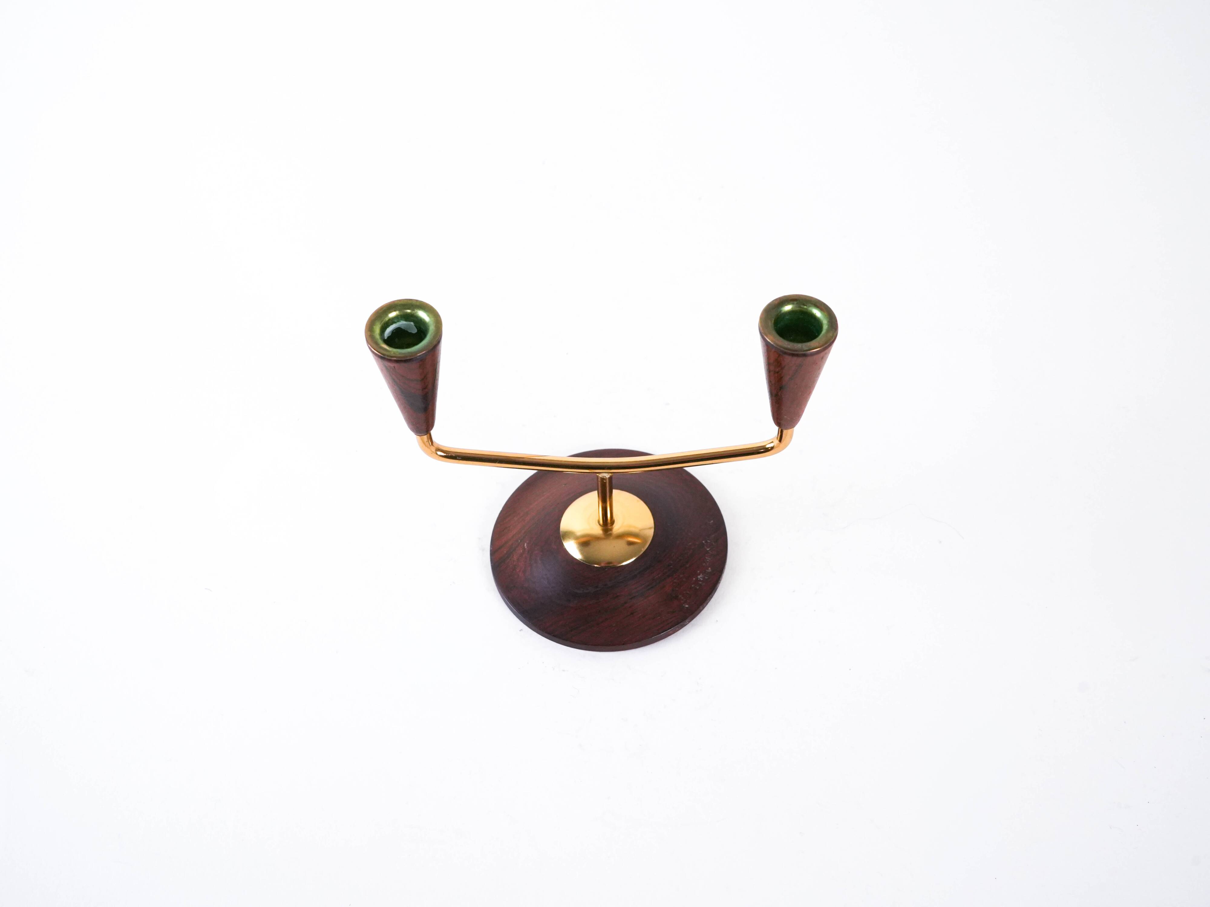 Teak candlestick, Danish design, 1970s, made in Denmark