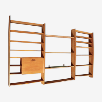Étagère modulable chêne design 1950