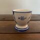 Set of 4 antique delft egg cups, white ceramic with blue vinta decor