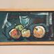 Oil on panel "Still life with fruits" by unknown artist, vintage & framed 43×25cm