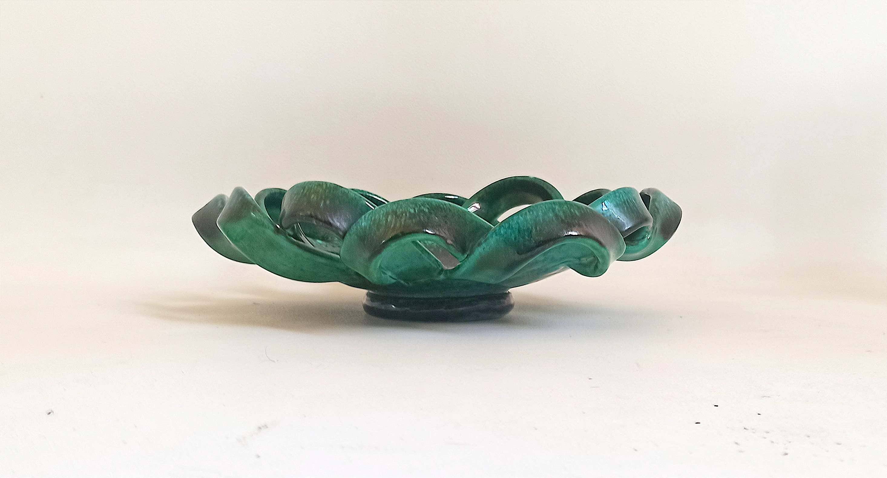 Fruit bowl or woven ceramic pocket tray signed Ceramid 1960s Diameter 32.3 m