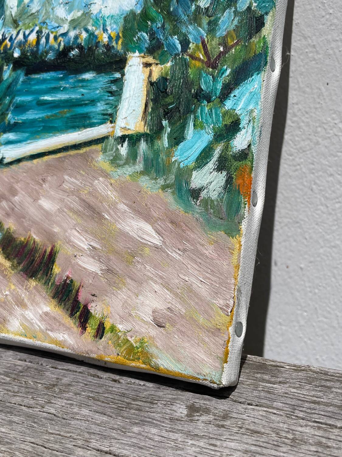 Old landscape painting oil on canvas