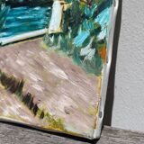 Old landscape painting oil on canvas