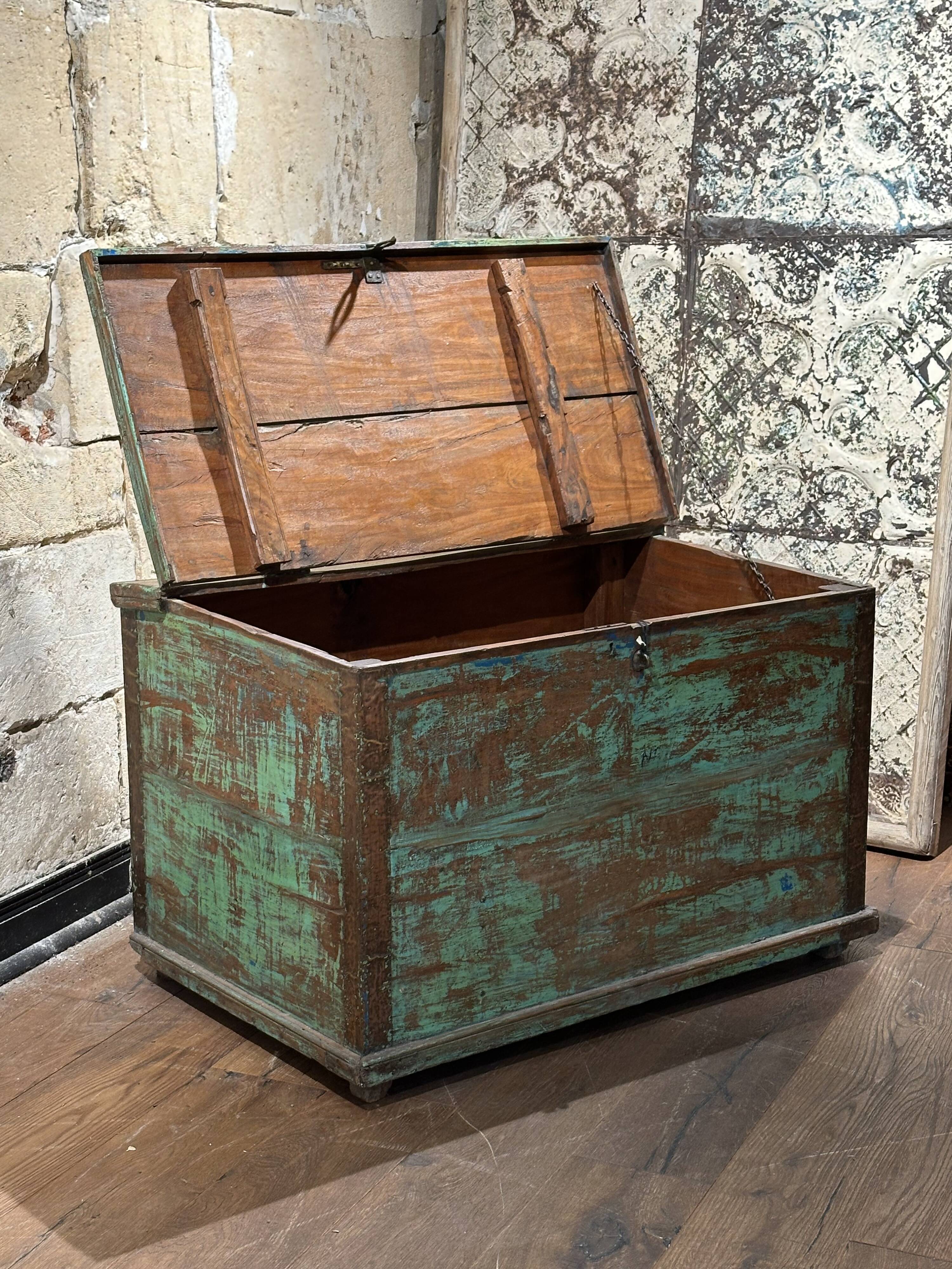 Indian chest opening from above with interior compartment, unique piece