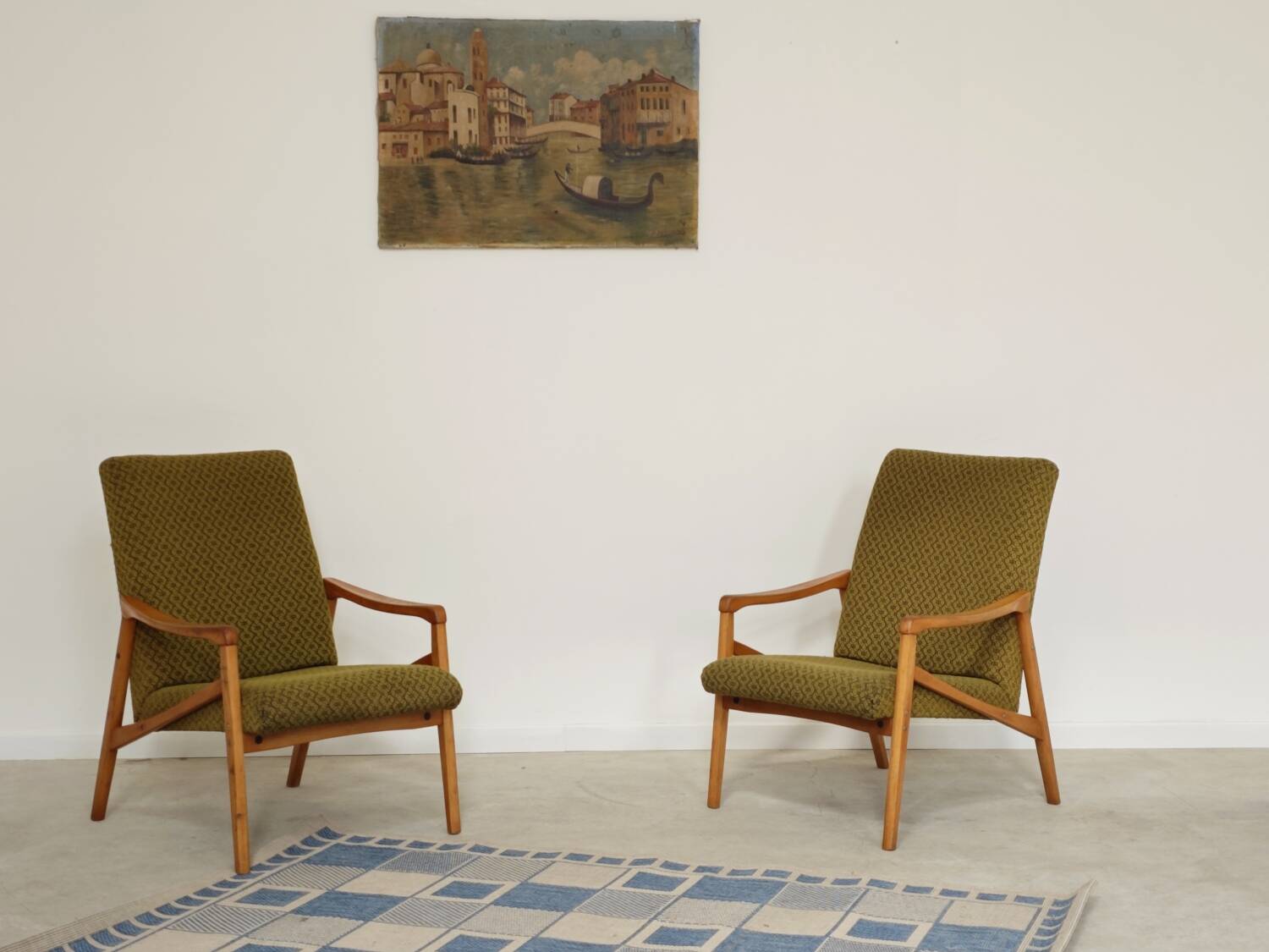 Pair of light green armchairs by Jiri Jiroutek for Interier Praha, 1960