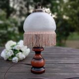 Romantic vintage bedside lamp with fringed glass