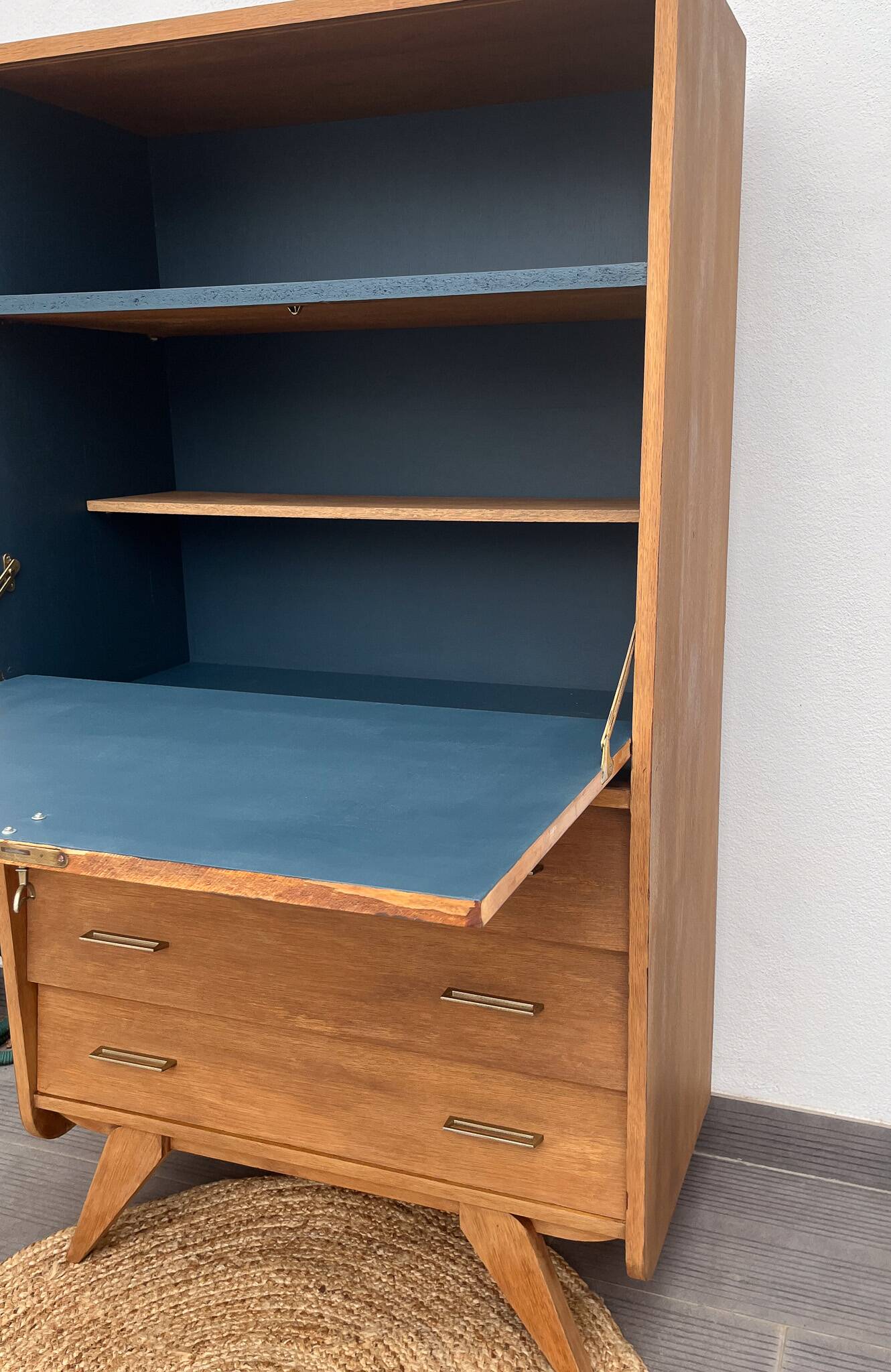 Vintage secretary desk with compass legs