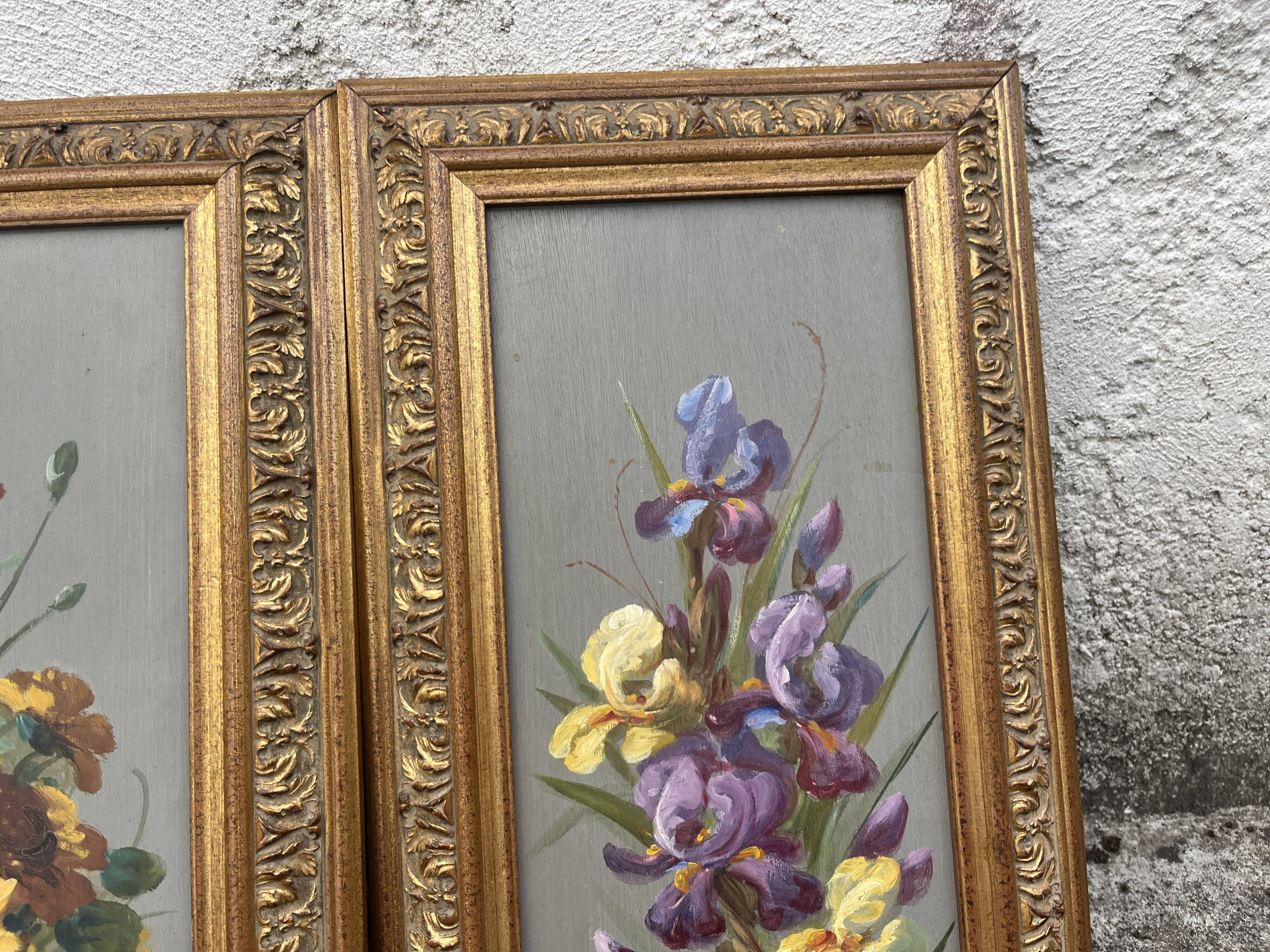 Gaston Corbier – Pair of floral paintings, oil on panel (63 cm)