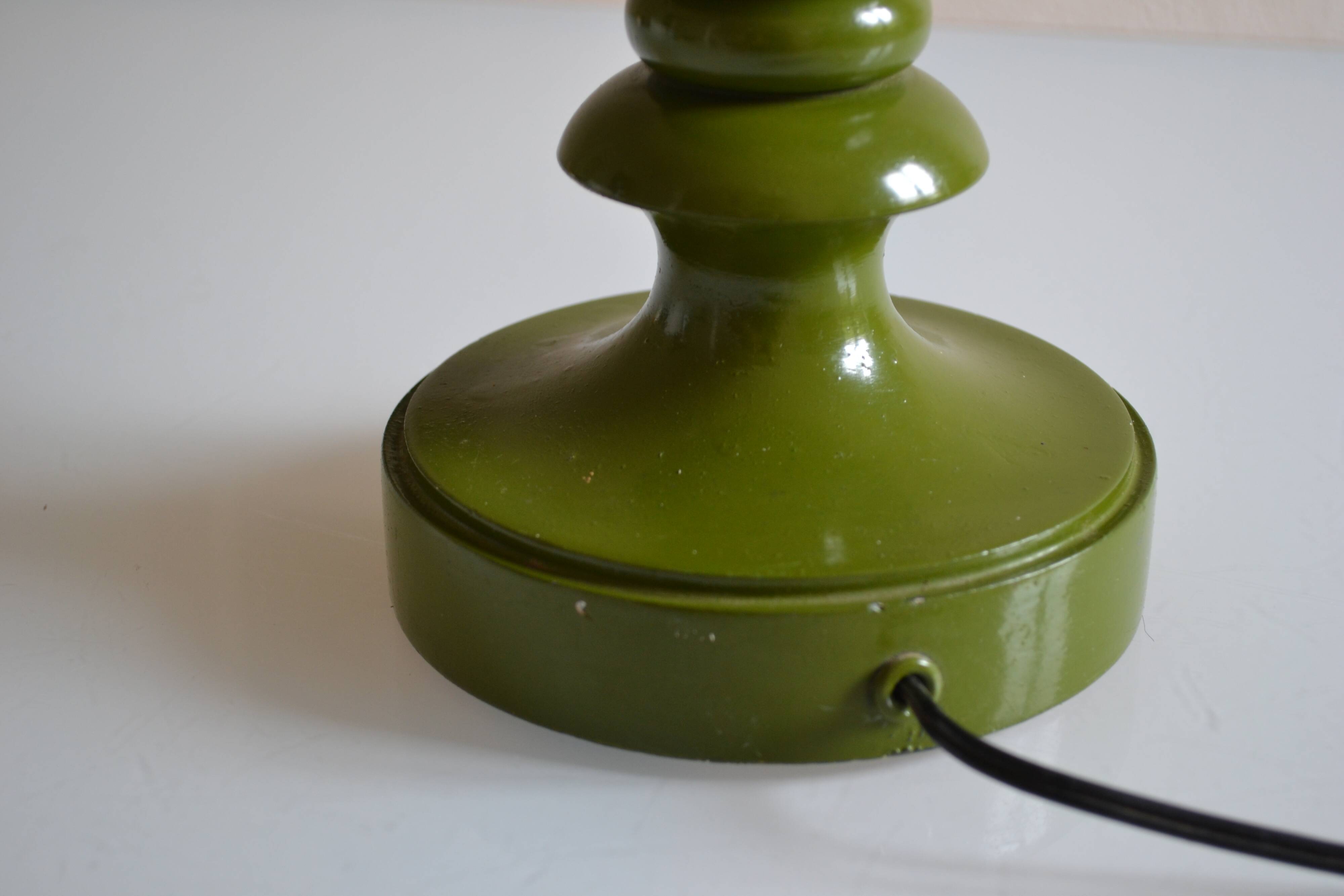 Vintage olive green lamp base circa 1970