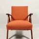Fauteuil vintage orange bouclé scandinave design 1970