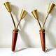 Pair of Scandinavian Midcentury wall lights sconces Brass & teak wood