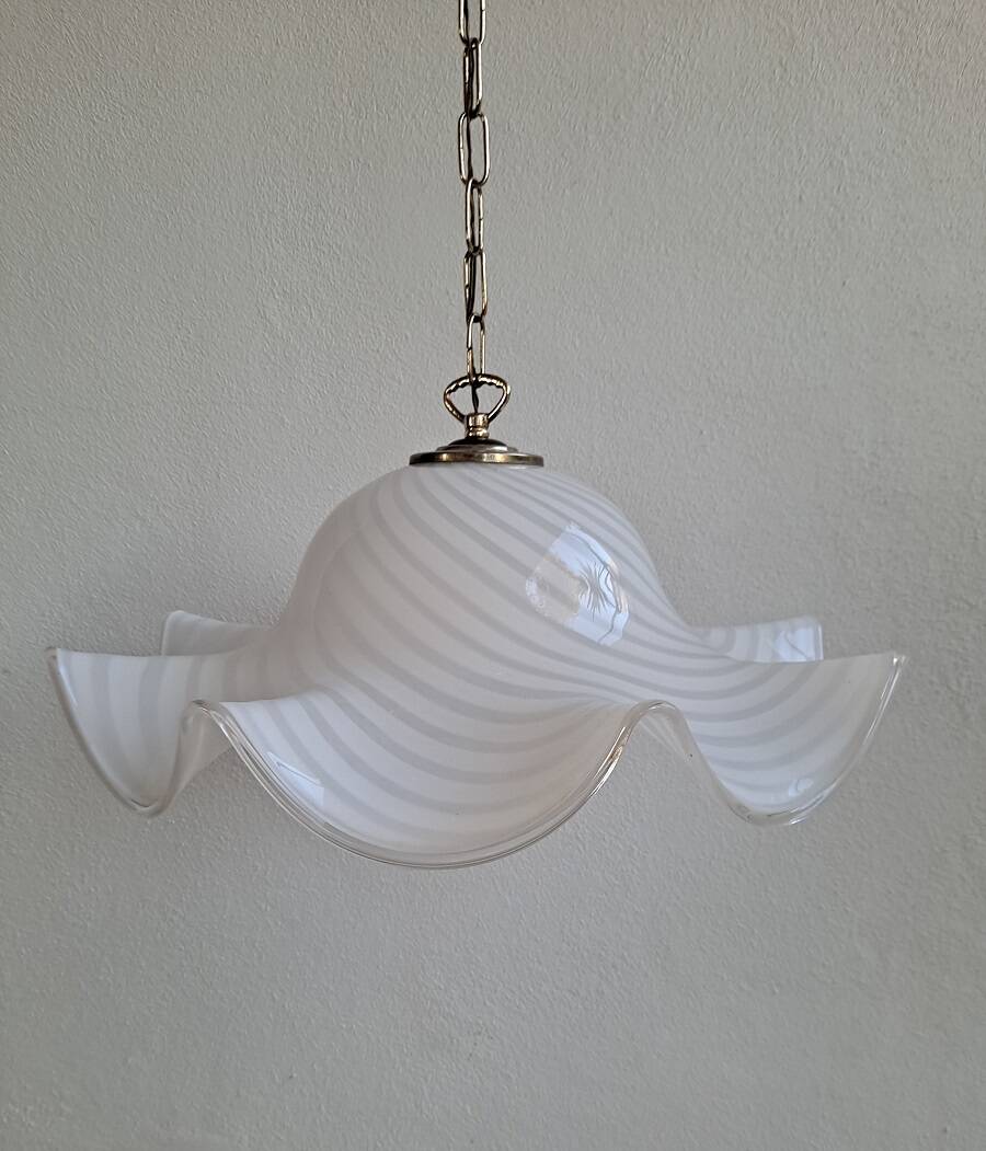 Plafonnier tourbillon vintage murano blanc
