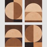Set of 4 geometric arts in brown tones
