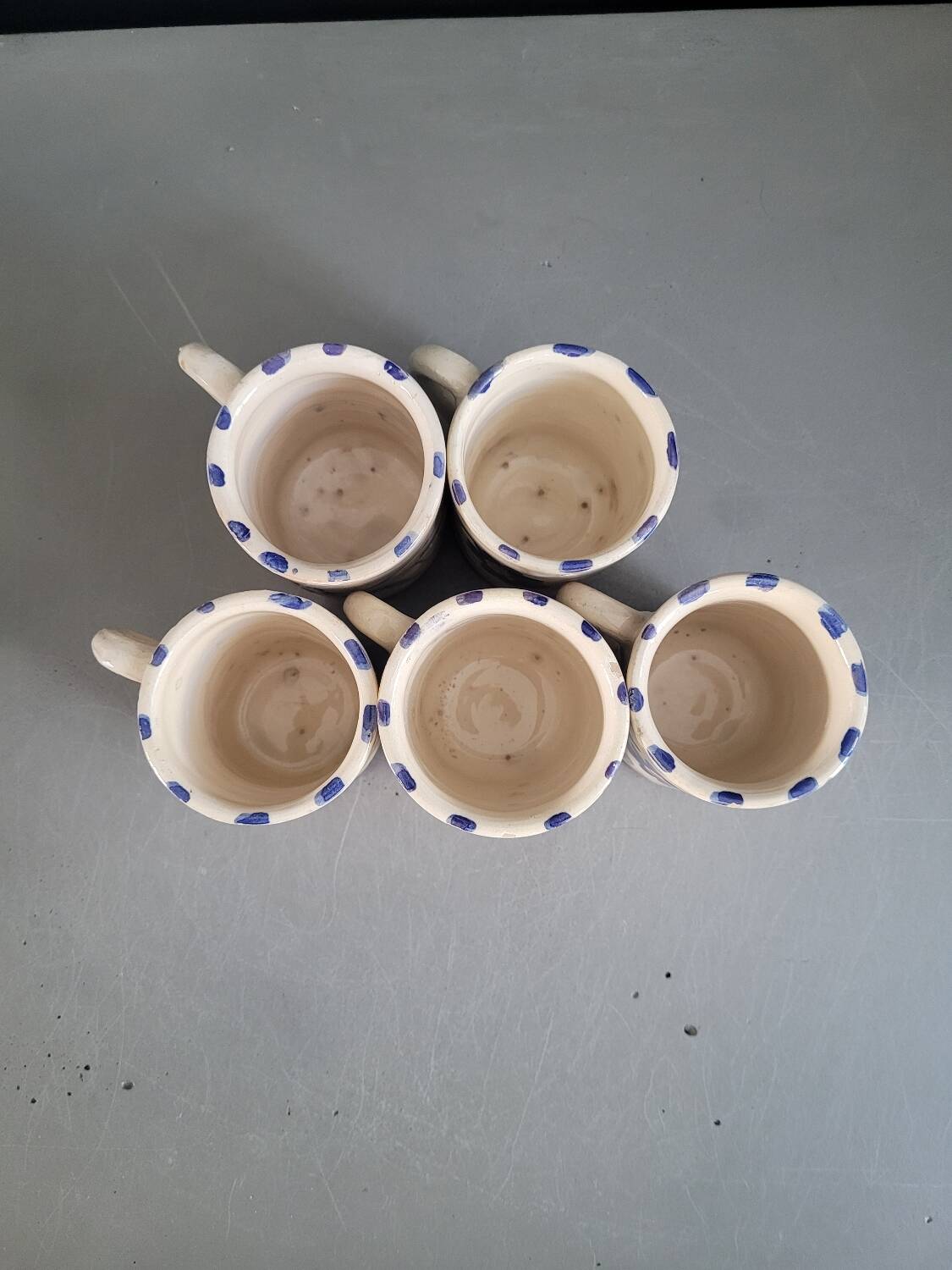 Set of 5 glazed ceramic coffee mugs