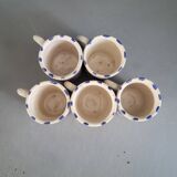 Set of 5 glazed ceramic coffee mugs