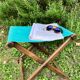 Folding stool, wood and canvas seat