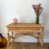 Rattan desk and canework 50s
