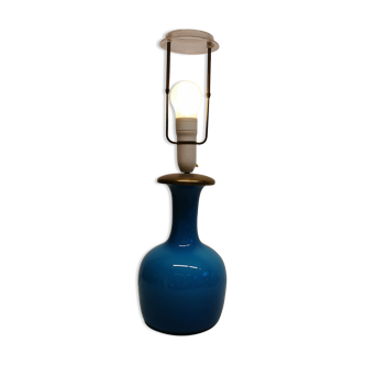 Sea blue glass lamp with brass top