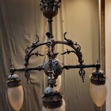 Chandelier 1900 metal and glass