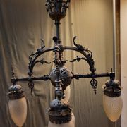 Chandelier 1900 metal and glass