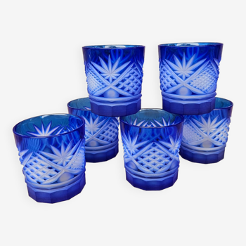 Blue cut crystal tumblers