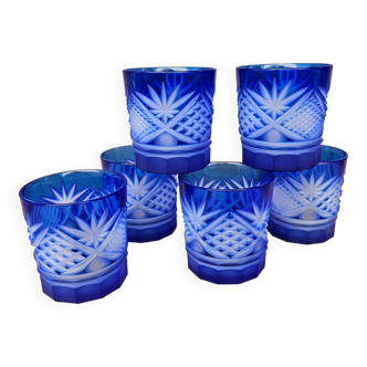 Blue cut crystal tumblers