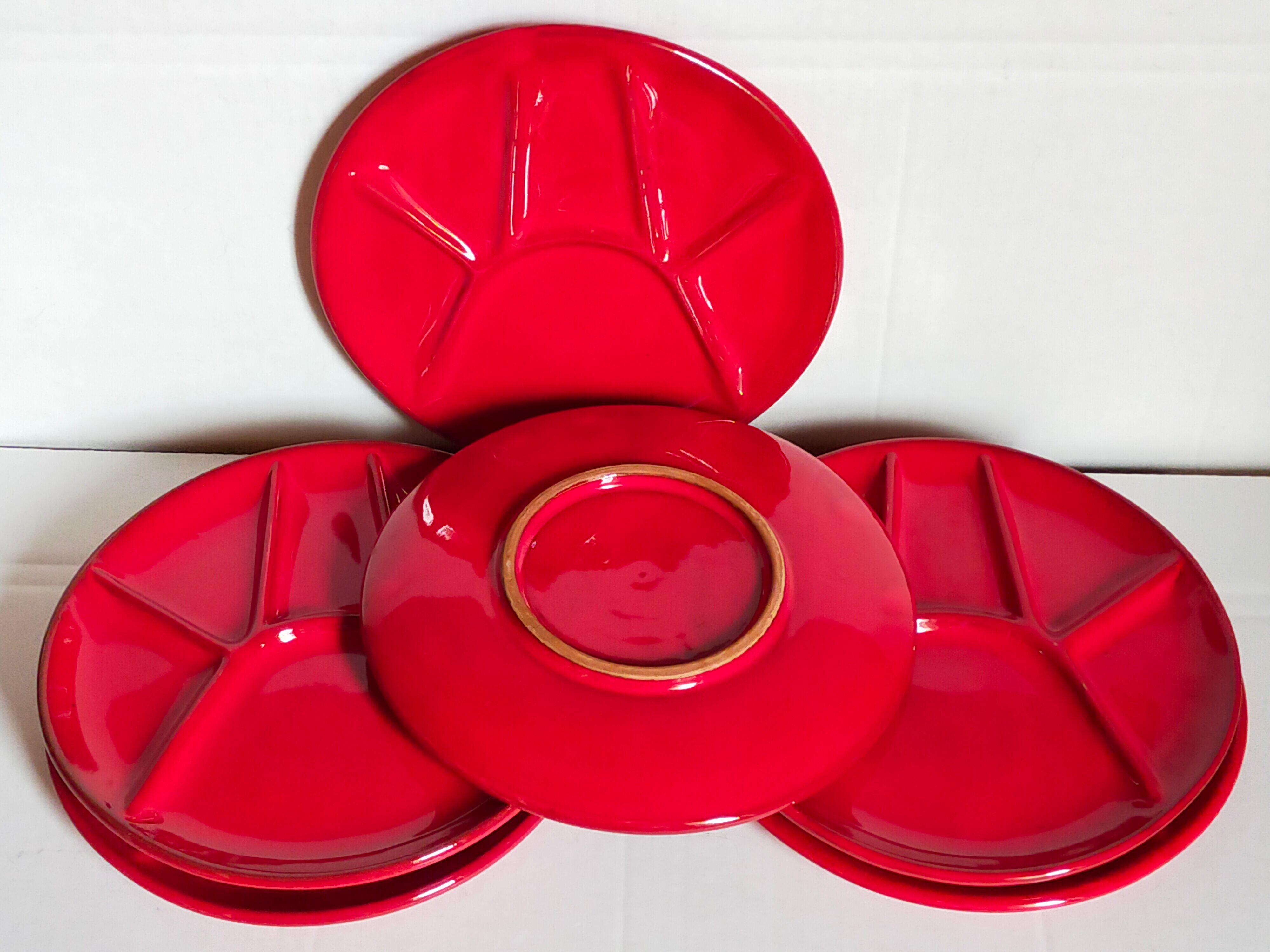 Six ceramic plates with vintage compartments