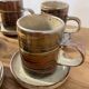 Set of 5 mugs / 2 mocha mugs in stoneware