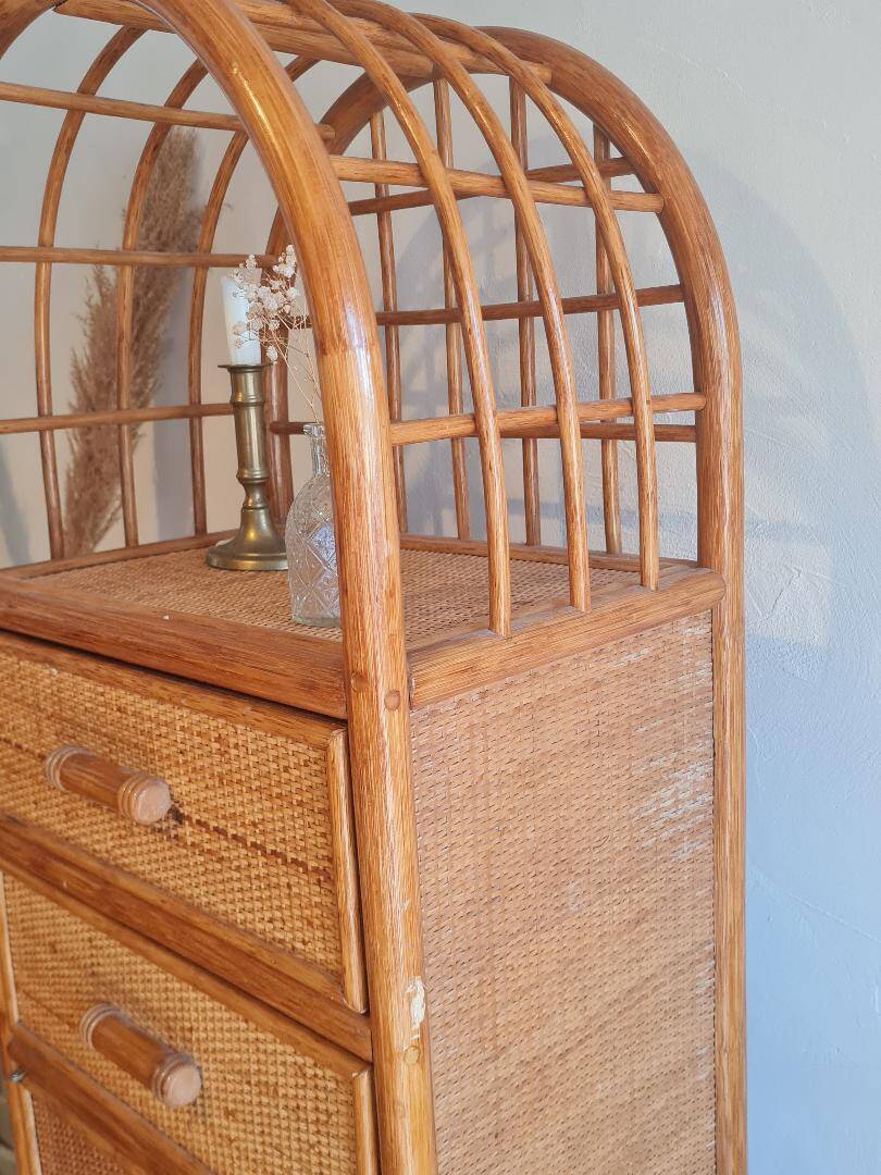 Vintage rattan wardrobe