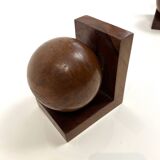 Serre-livres Art Déco antiques de style géométrique moderniste en loupe de bois massif, vers 1920