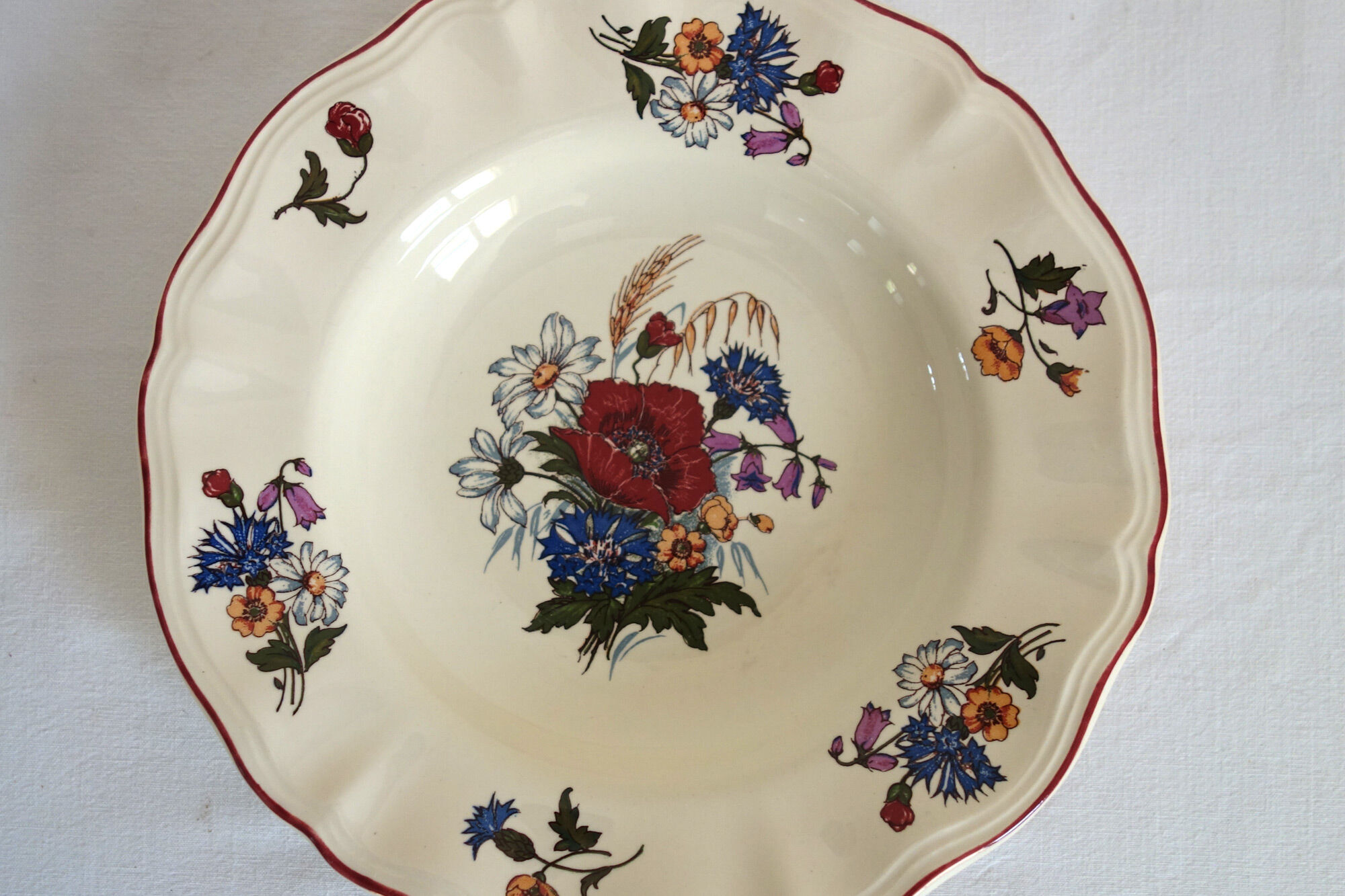 Set of 6 hollow plates in earthenware Sarreguemines Model "Agreste" vintage