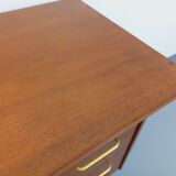 Vintage modernist desk in wood and black metal from the 60s
