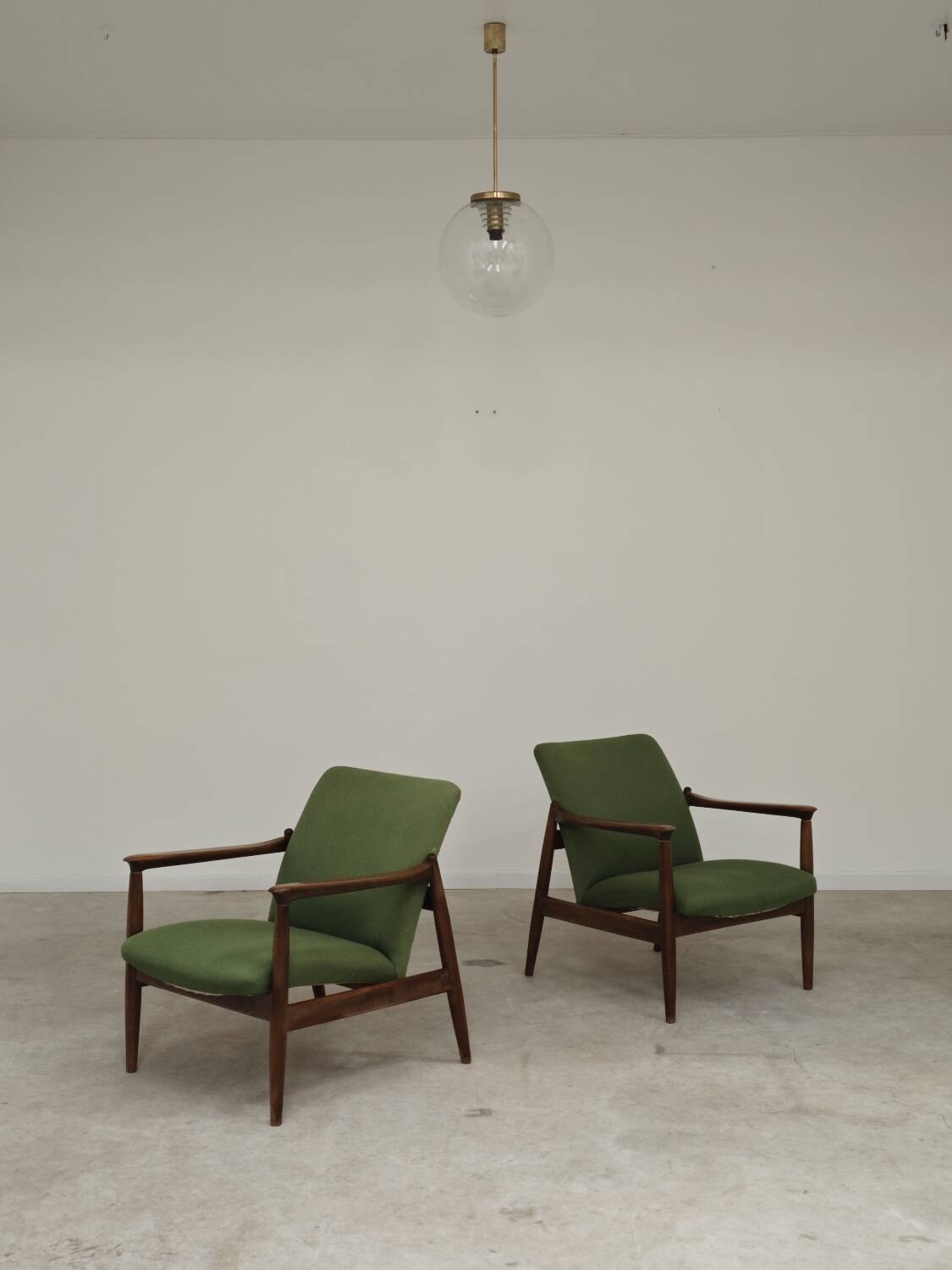 Pair of green GMF 64 armchairs by Edmund Homa, Poland 1960