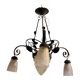 Art Deco Wrought Iron Chandelier – Frosted Glass
