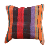 Haik cushion in multicolored striped wool