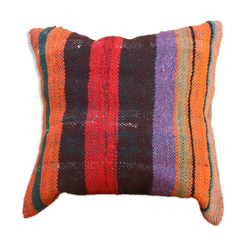 Haik cushion in multicolored striped wool