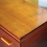 Vintage desk, wooden Art Deco desk from the 1930s, desk with drawers.