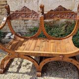 Fauteuil curule double en chêne