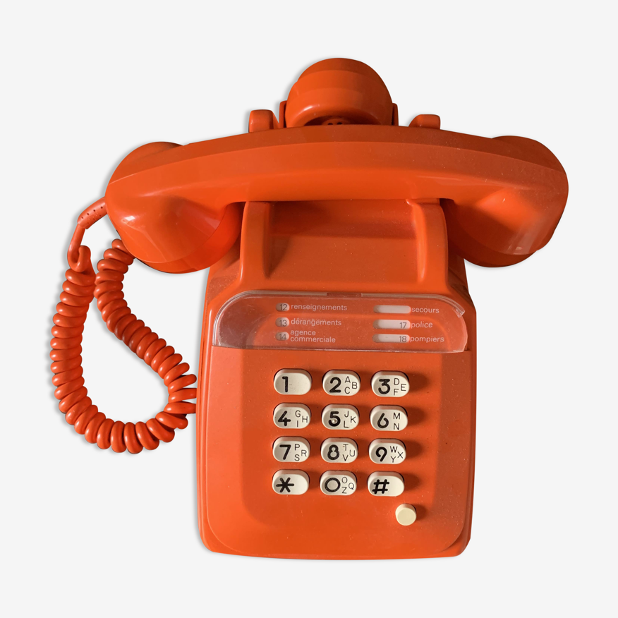 Vintage orange phone with socotel keys - 1980's | Selency