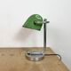 Vintage Green Enamel Banker Lamp, 1950s