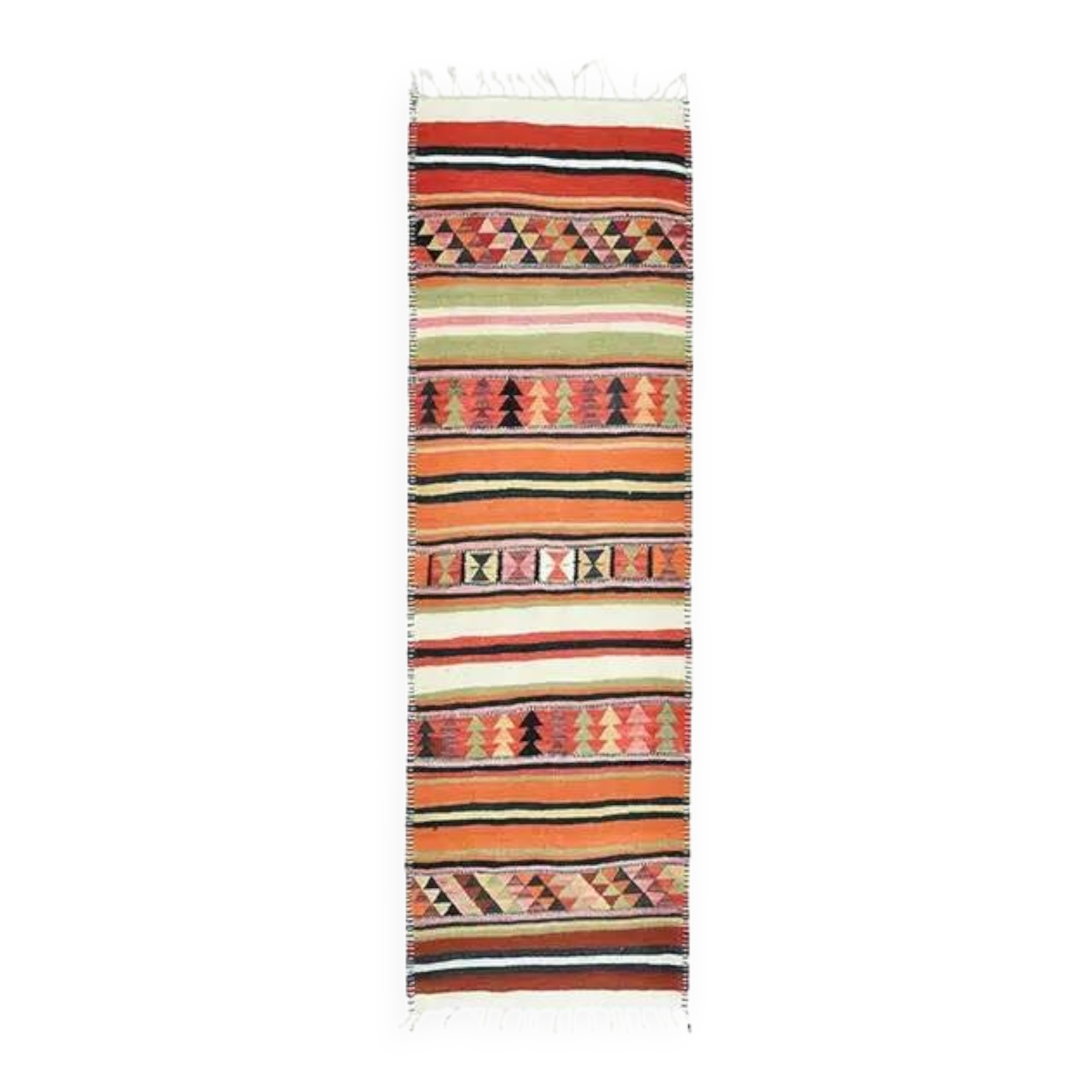 Vintage Turkish Oushak Handmade Wool Cotton Orange Runner Rug 97x315