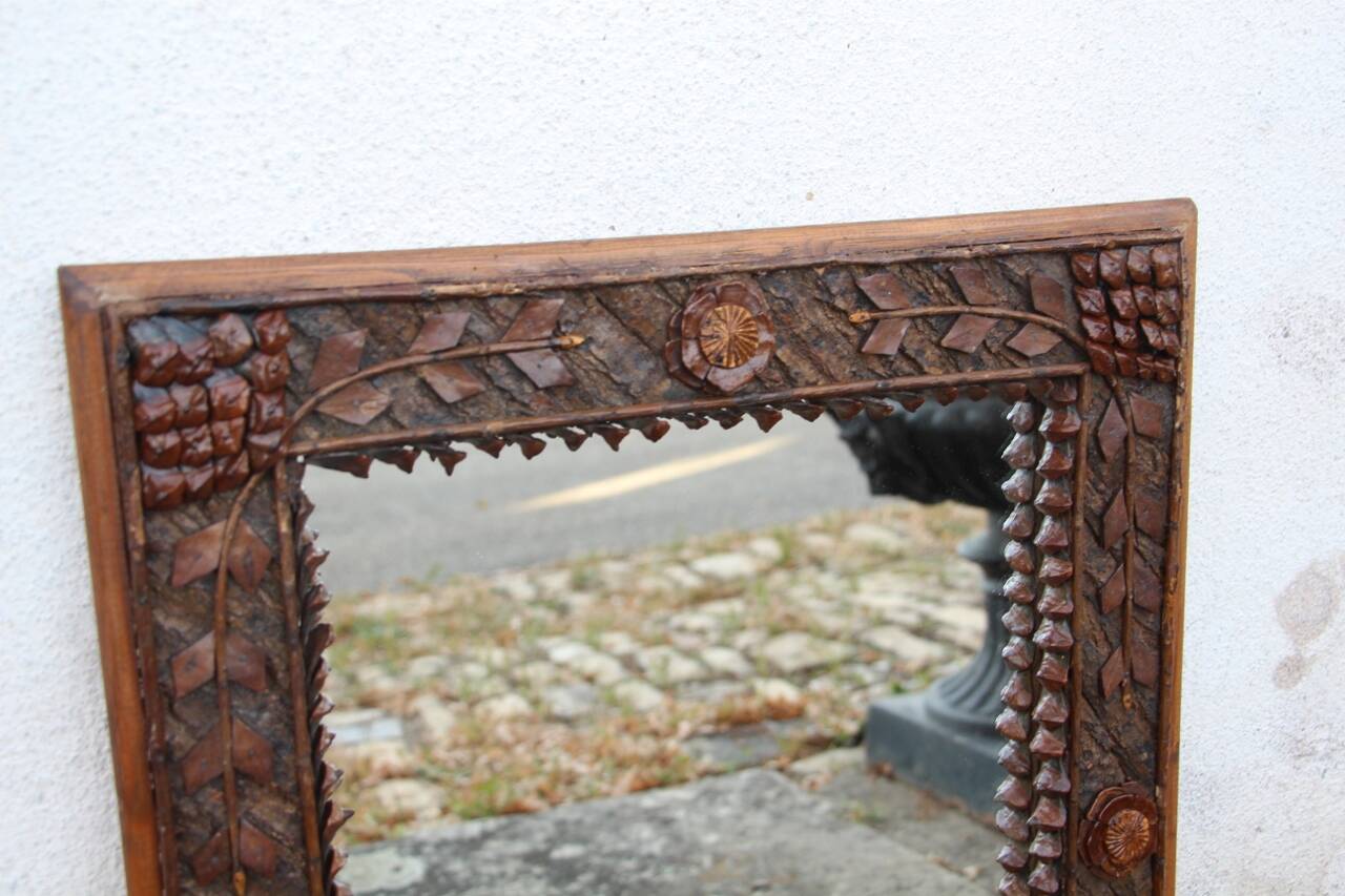 Miroir Foret Noire Tramp Art XIXème