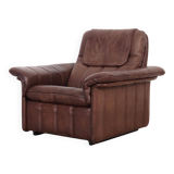 Brown leather armchair, Swiss design, 1970s, manufacture: De Sede